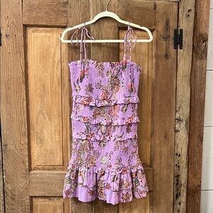 Farm Rio Smocked Mini Dress in Lavender